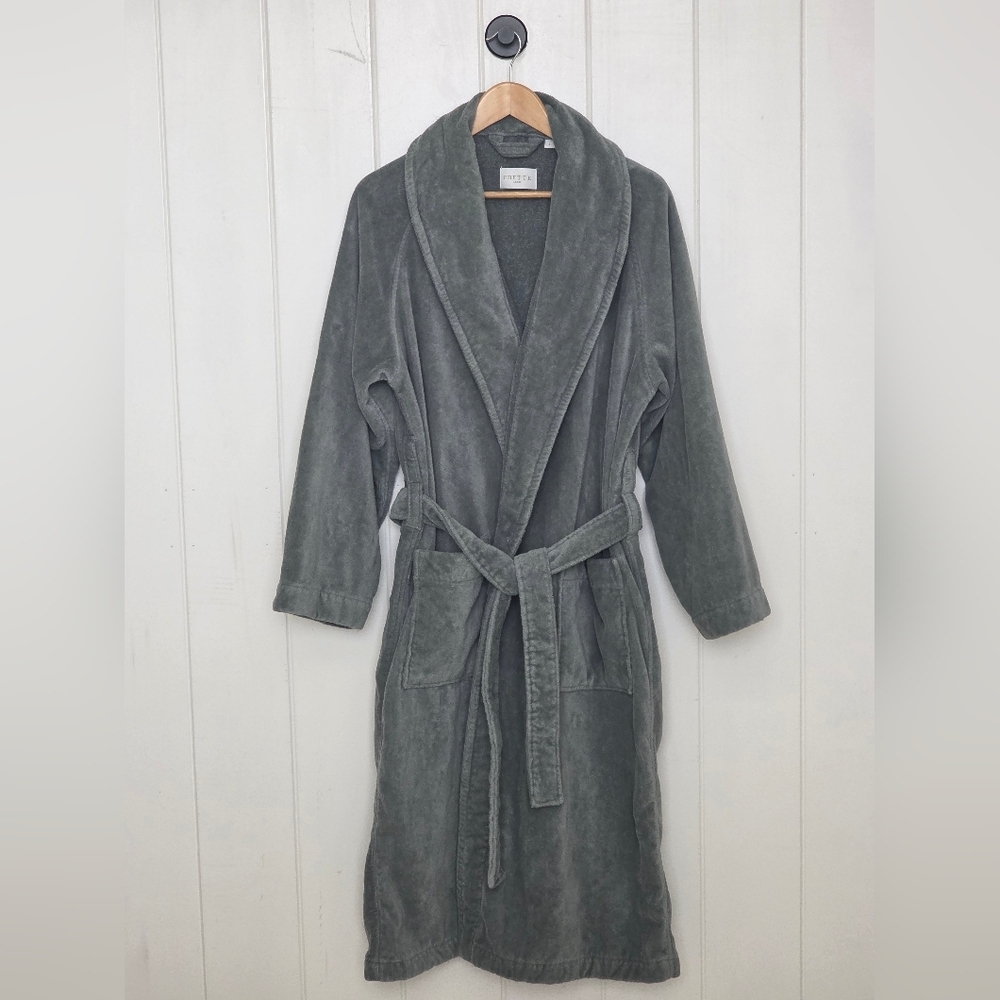 CYBER MONDAY! Frette Velour Shawl Collar Robe In Grey Size Large - Picture 4 of 6
